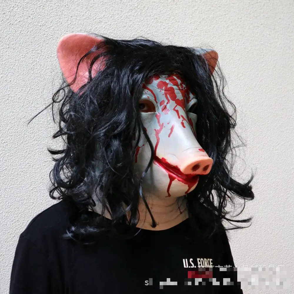 Saw Horror 3 Аманда Свинья Маска на голову Хэллоуин ужас кровавый Cos наушники для