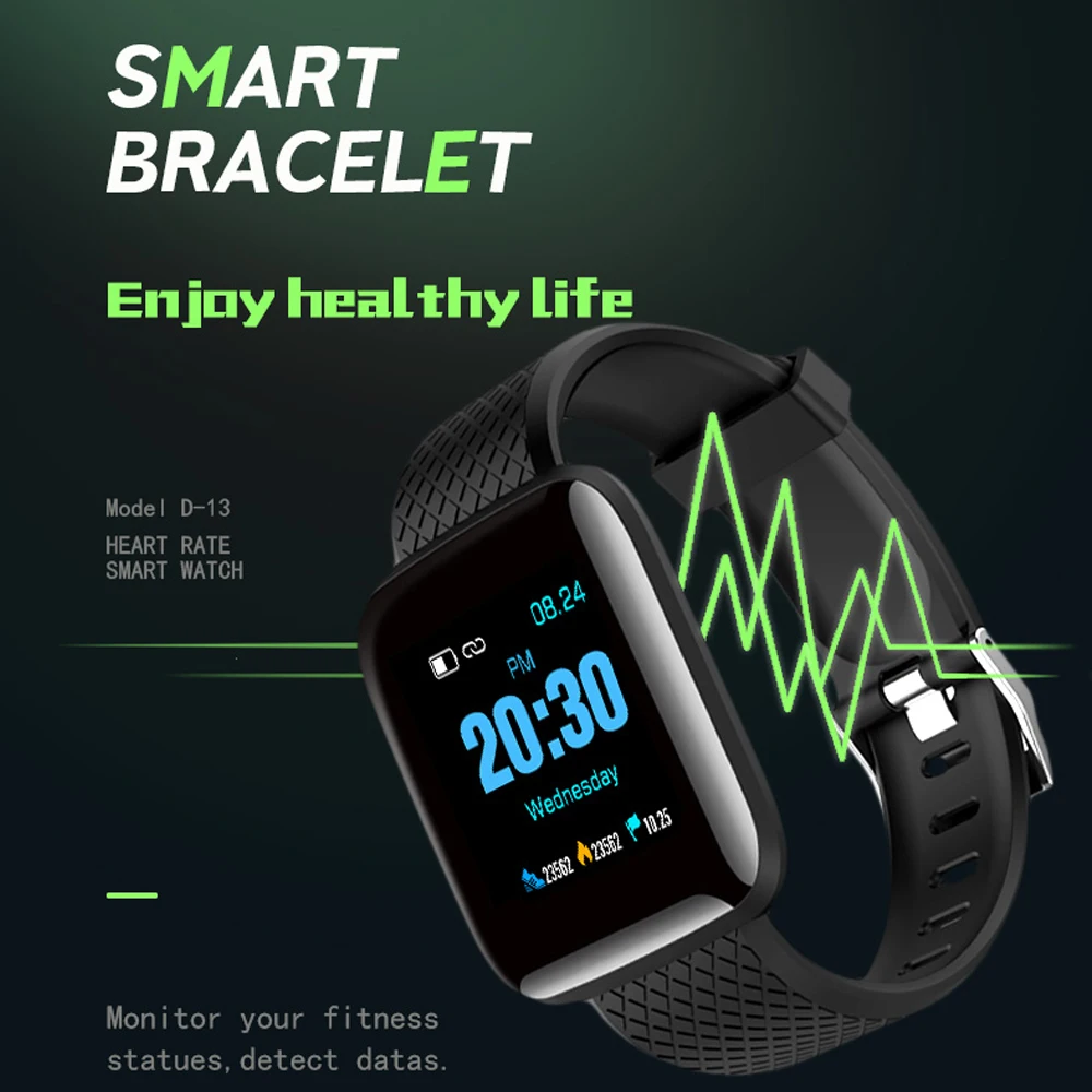 116 Plus Smart Watch Wristband Sports Fitness Blood Pressure Heart Rate Call Message Reminder Android Pedometer D13 | Электроника