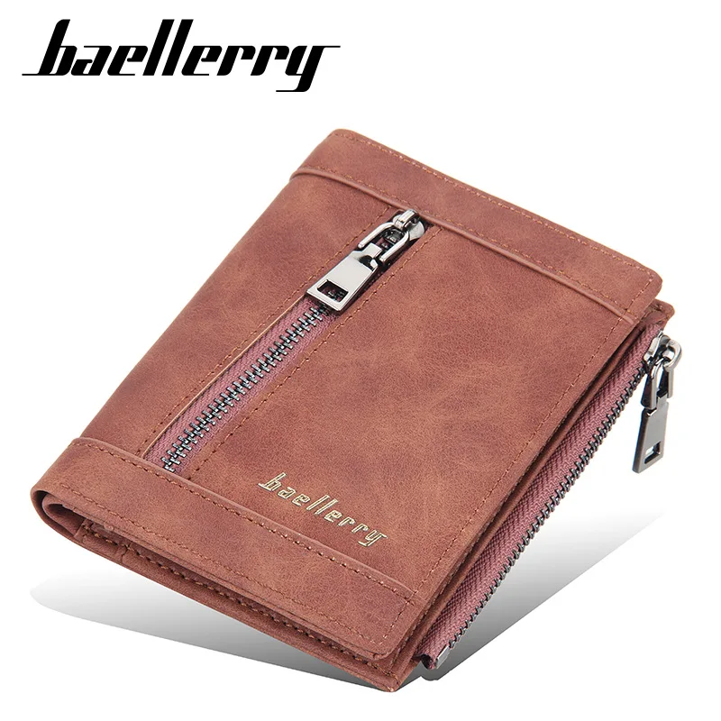 Кошелек мужской из искусственной кожи на молнии винтажный компактный | Багаж и