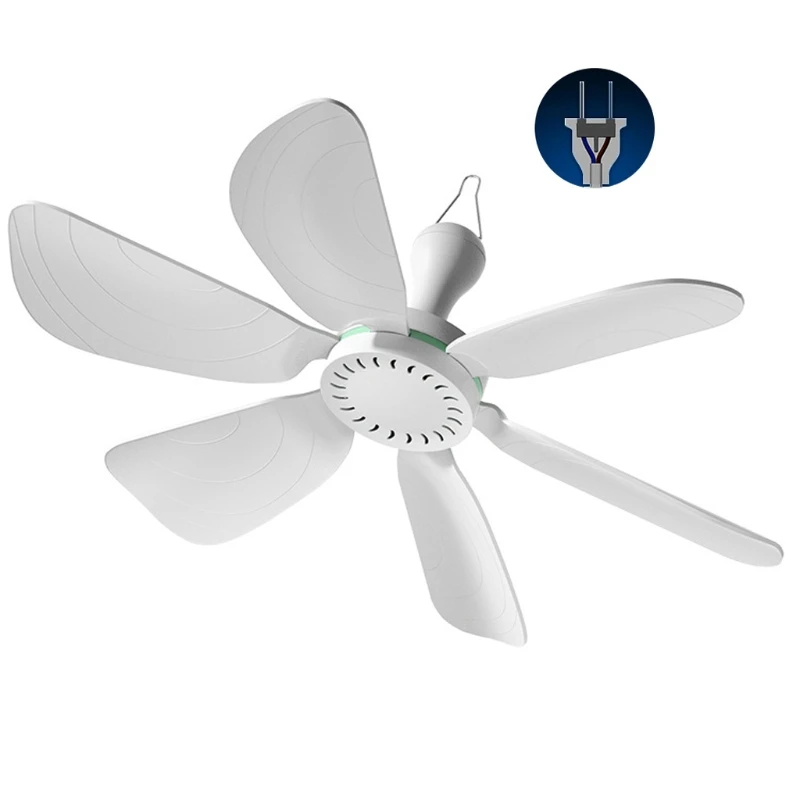 

6 Leaves AC 220V Silent Hanging Fan with Switch Household Dormitory Bed Air Cooling Celling Fans 8W Electric Fan for Camping