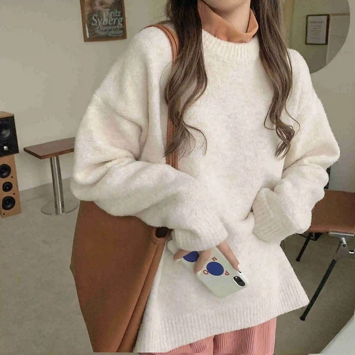 

Soft Waxy Thick Warm Sweater, Long Sleeved Sweater, Winter Loose Top, Female