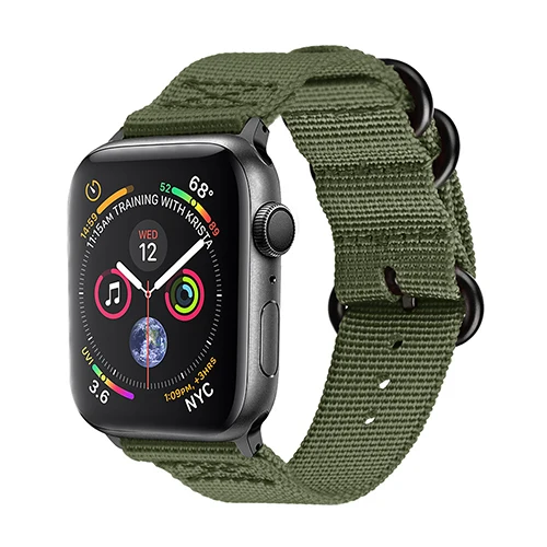 Лидер продаж нейлоновый ремешок для часов для Apple Watch Series 5 4 40 мм 44 мягкие спортивные нейлоновый браслет 38 мм/42 мм, ремешок для наручных часов iwatch 1/2/3 - Цвет ремешка: ArmyGreen