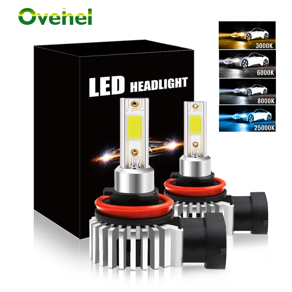 OVEHEL 2 шт. H7 LED H4 Светодиодная лампа головного света H11 H1 H8 H3 H9 9005 9006/HB4 Hi-Lo Beam 12000LM Авто налобный фонарь светодиодный автомобисветильник 60 Вт 12 В