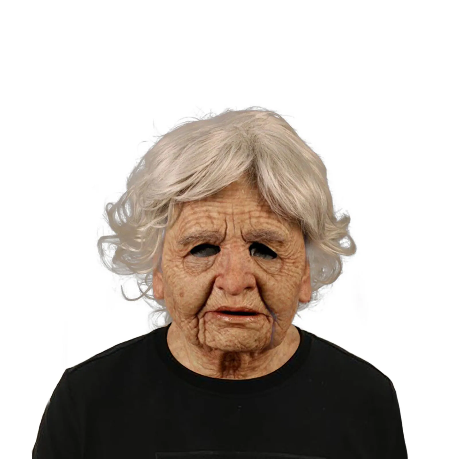 

Scary Mask Old Woman Mask Halloween Creepy Wrinkle Face Mask Clear Outline And Lifelike Latex Cosplay Party Props Realistic
