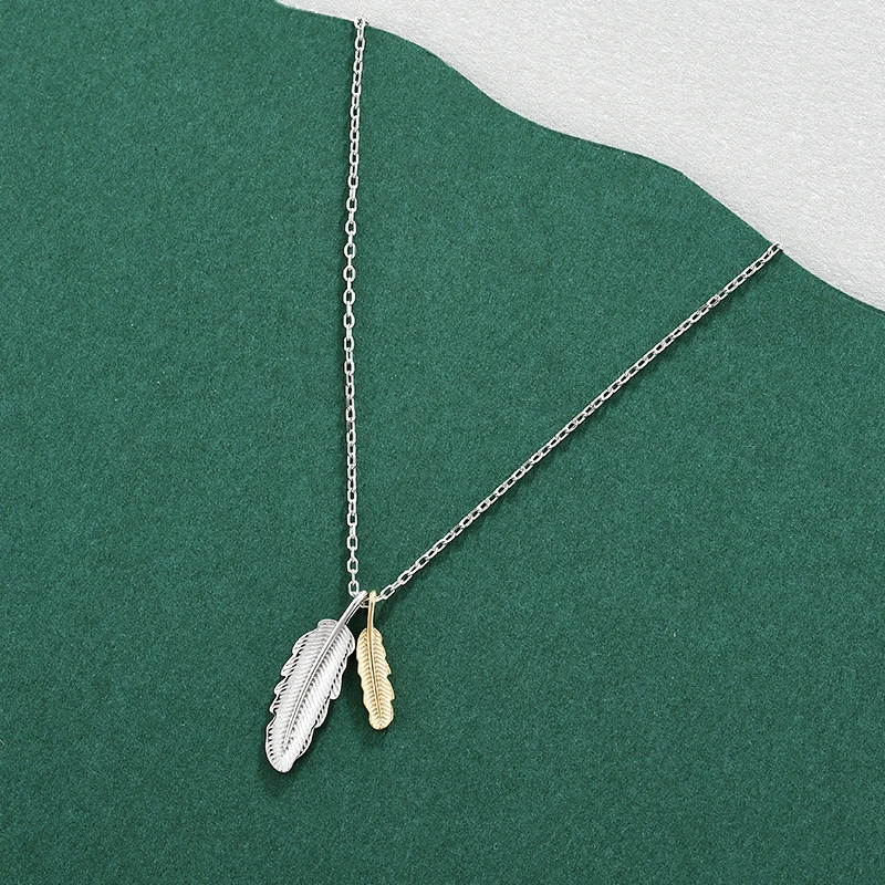 

LEKANI 925 Sterling Silver Necklace Feather Pendant Necklace Jewelry Women's Neck Decoration Send Friends Valentine's Day Gift