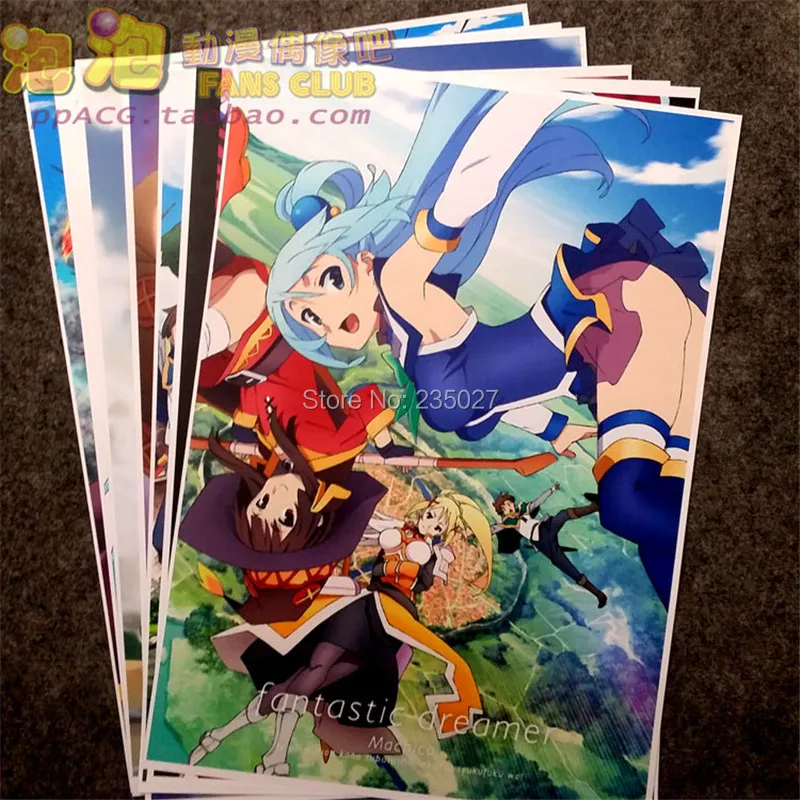 

8 pcs/set Anime Konosuba poster Kono subarashī sekai ni shukufuku wo! wall pictures for living room A3 Film posters for gifts