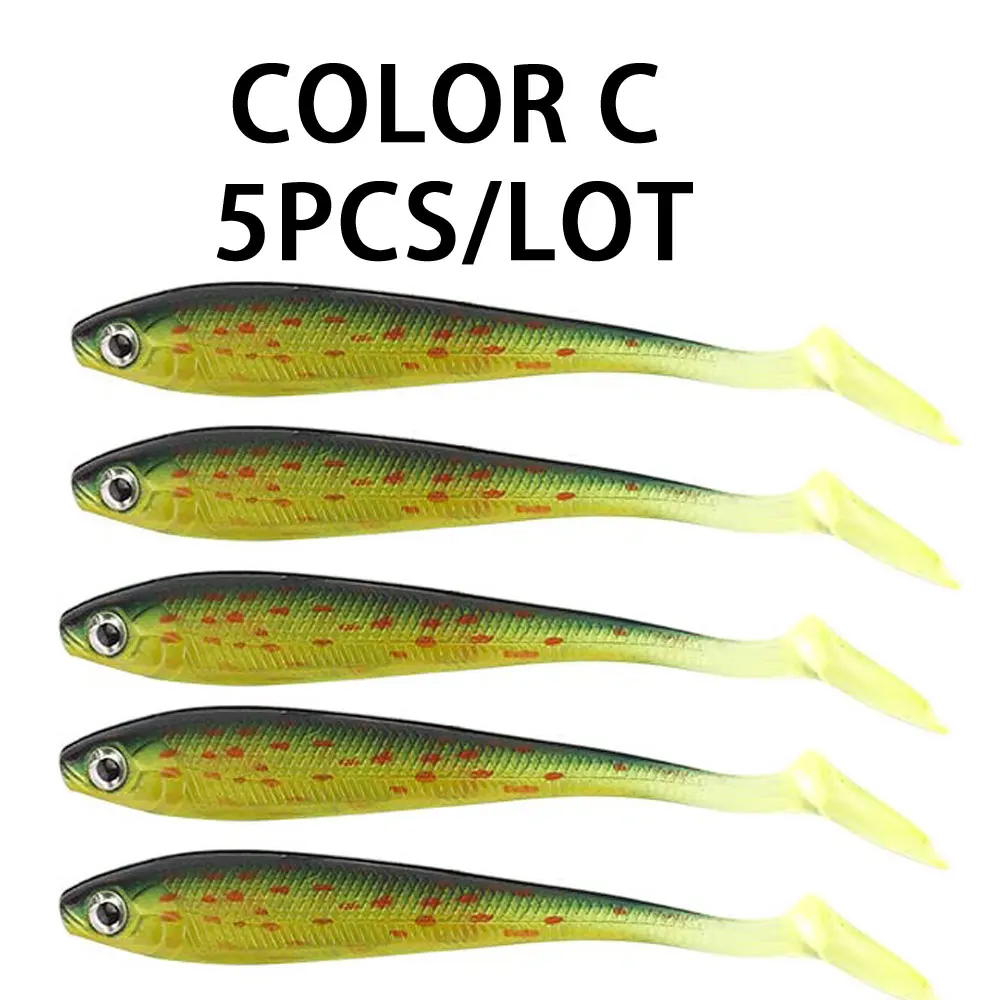 JACKFISH T Tail мягкие приманки для моделирования 100 мм/5 г, силиконовая наживка, Красочный Искусственный карп, 1 шт., рыболовные приманки, рыболовные снасти - Цвет: C 5PCS