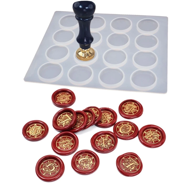 

Wax Seal Stamp Silicone Mold for Envelope Wax Seal Resin Epoxy Casting Mold for Gift Decoration 16-cavity Silicone Mat