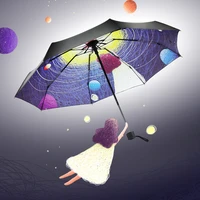 folding starry sky sunshade vinyl umbrella multifunction portable happy clear umbrella household merchandises rain gear