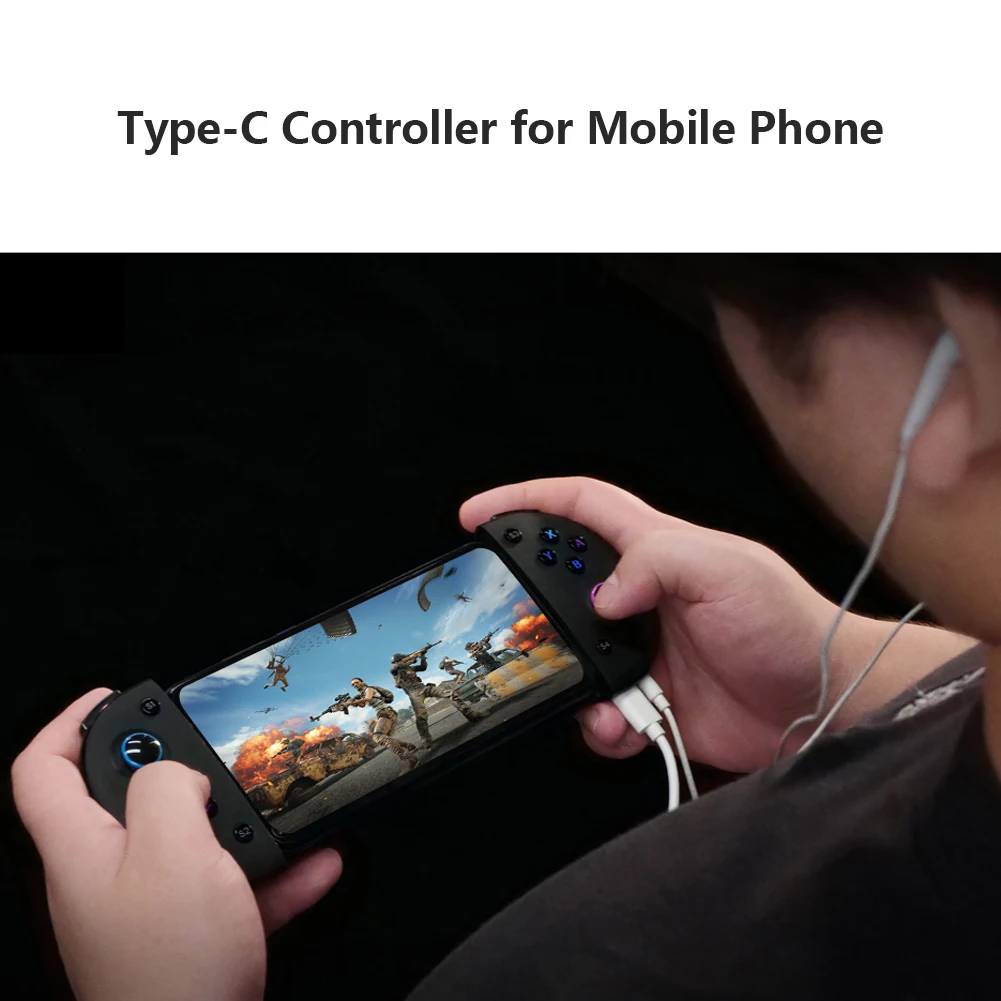 

Type-C Mobile Gamepad Game Controller Telescope Phone Holder Game Handle Joystick Sensitive Buttons Design Type C Fast Charging