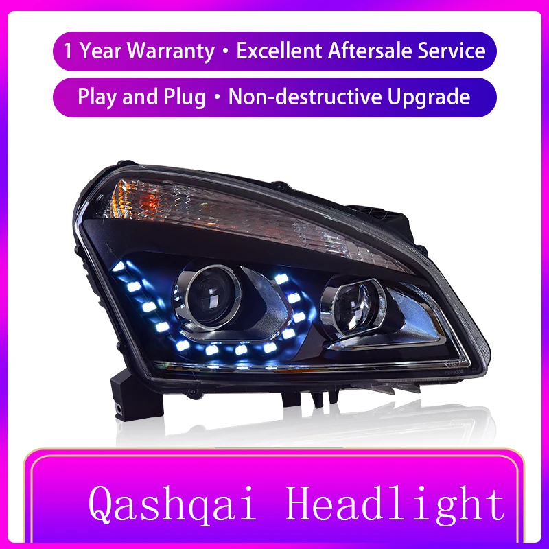 

Для Nissan Dualis фара 2007-2016 Qashqai светодиодный ная фара DRL линзы проектора Bi Xenon Стайлинг автомобиля фара