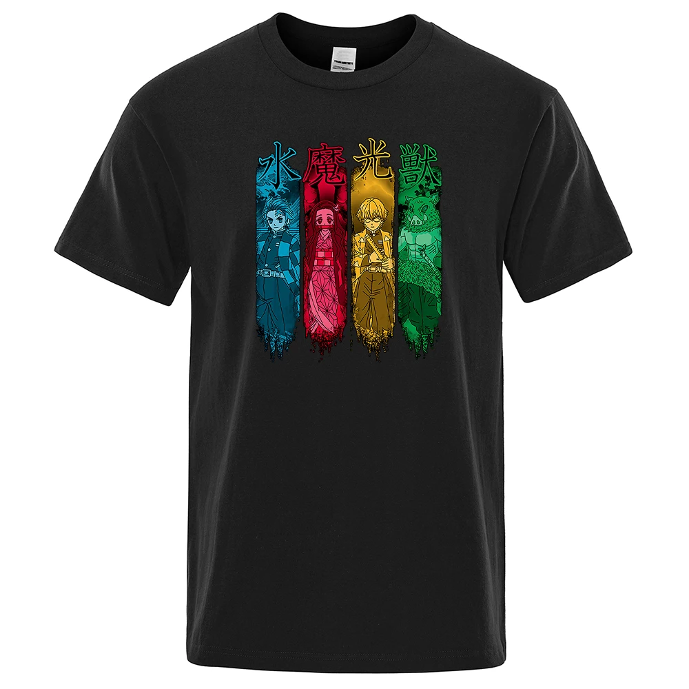 

Модные повседневные мужские футболки, топ с принтом в стиле японского аниме, рассекающий демонов, Ретро футболка большого размера, Повседне...