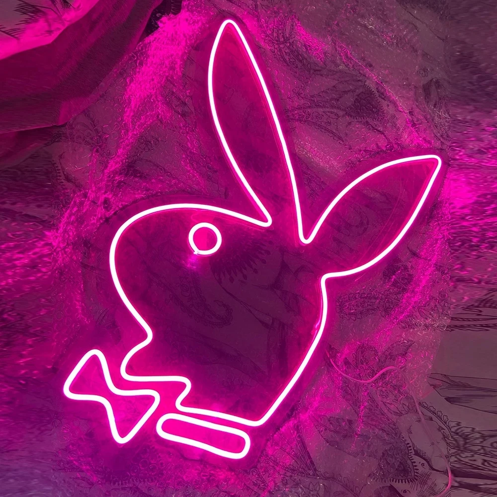 Playboy Bunny LED Neon Sign Light Wall Bar Living Room Decor Neon Lamp Design Neon Light For Friend Gift party 6 Colors 35/40cm images - 6