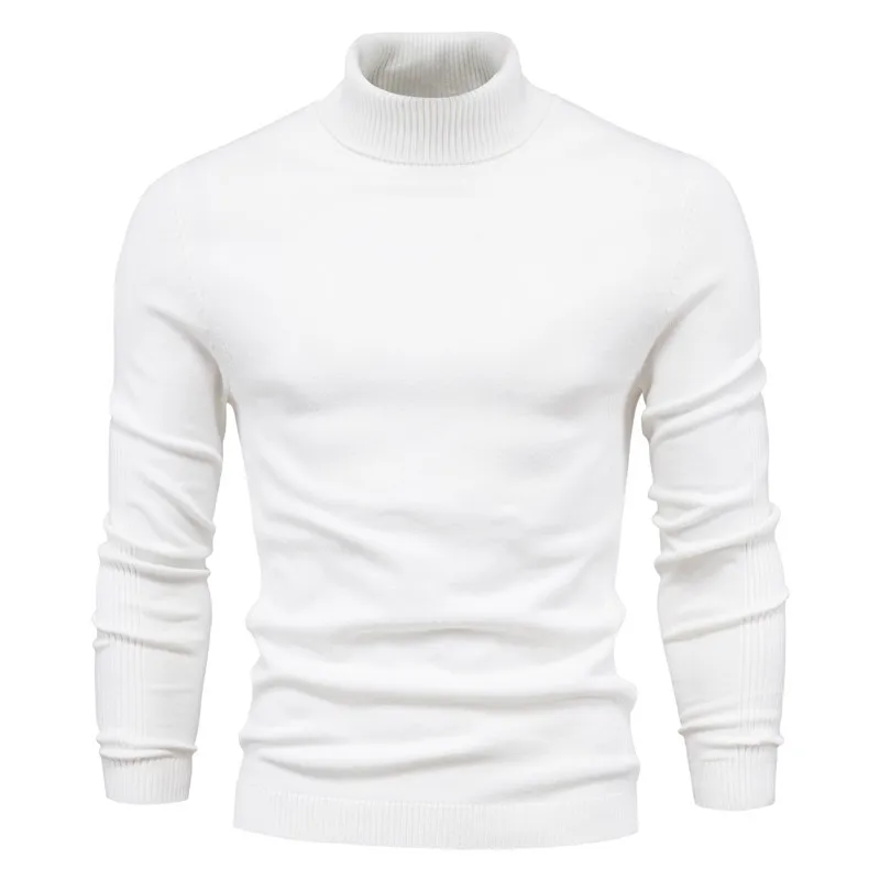 

Autumn Winter New Men's Pullover Sweater Male Turtleneck Casual Knitwear Sweater Men Solid Color Wool Slim Long Sleeve Base Top