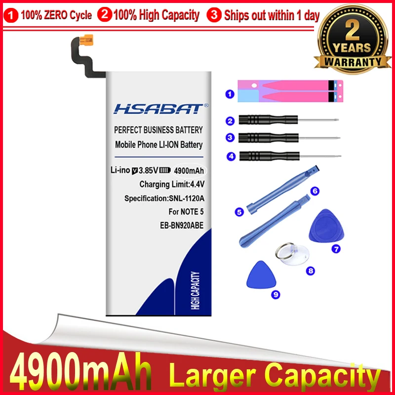 HSABAT EB-BN920ABE 4900mAh аккумулятор для Samsung GALAXY Note 5 батареи note5 N9200 N920t Project Noble N920c N9208 SM-N9208 |