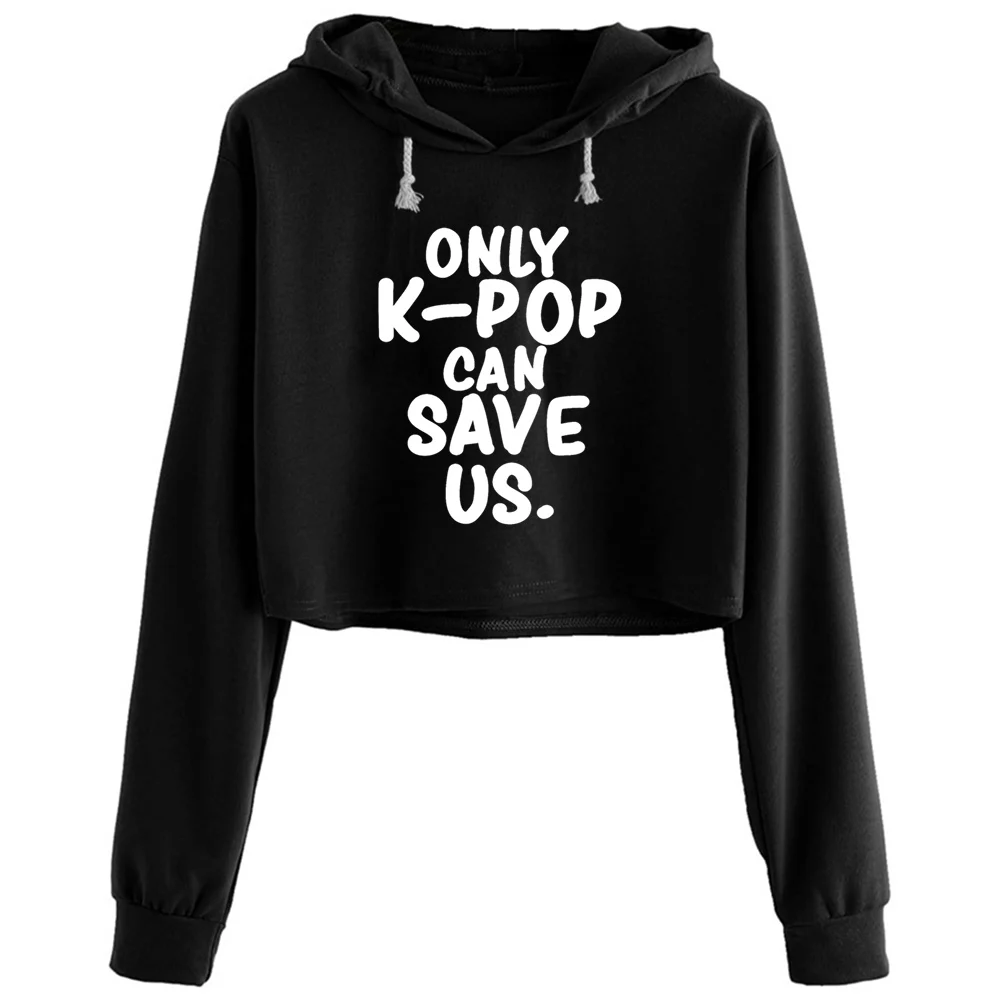 

K-Pop укороченные толстовки женские аниме эмо эстетика Kpop пуловер для девочек