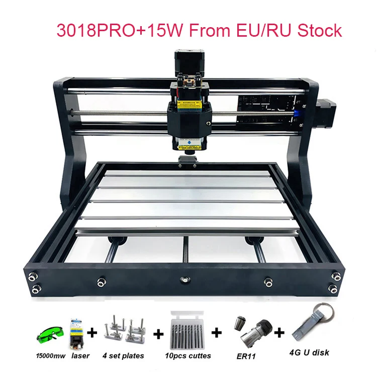 Модернизированный DIY фрезерный станок с ЧПУ 3018 PRO 500 MW/2500 MW/5500 MW 15 W CNC лазерный гравер с GRBL программным обеспечением