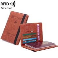 women men rfid business passport covers holder multi function id bank card pu leather wallet case travel accessories