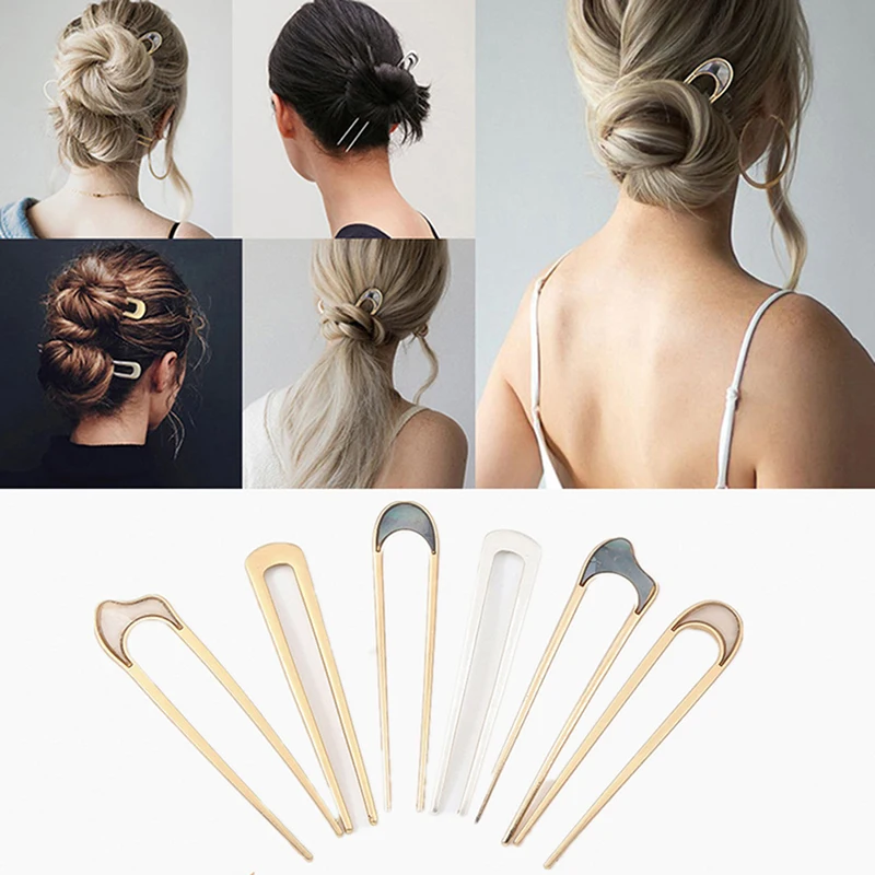 

Fashion Hair Accessories Metal U Shape Hair Stick For Women Elegant Hairpin