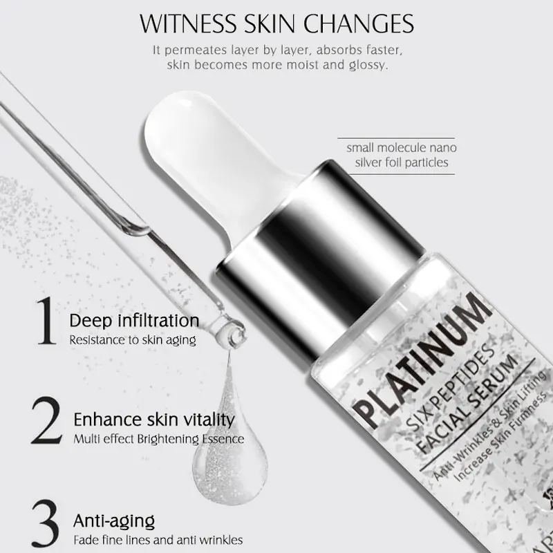 ARTISCARE Platinum + 24k Gold Six Peptides Serum for Face Hyaluronic Acid Facial Whitening and Anti-Wrinkle Skin Care 2PCS | Красота и