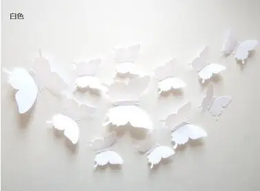 Двухслойные 3D наклейки на стену, 12 шт., бабочки, украшение для дома, магнит на холодильник, декоративный магнит
