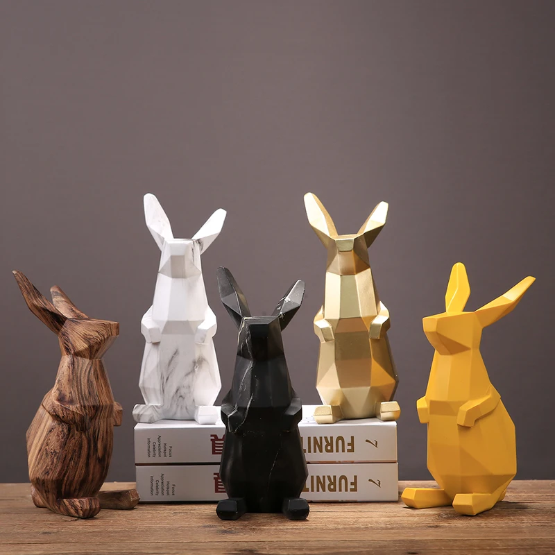 Европейские, полимерные геометрические Lucky Rabbit маленькие украшения, открывающие подарки на новоселье, домашняя мебель, гостиная/офис, Ремесла, Декор