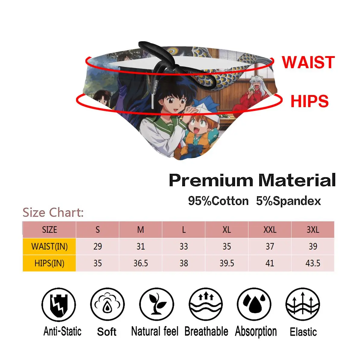 

Hot Sell Men's Swimwear Inuyasha Mens triangle Shorts Out Door Surf Board Beach Shorts Quick-drying Swimming Trunks