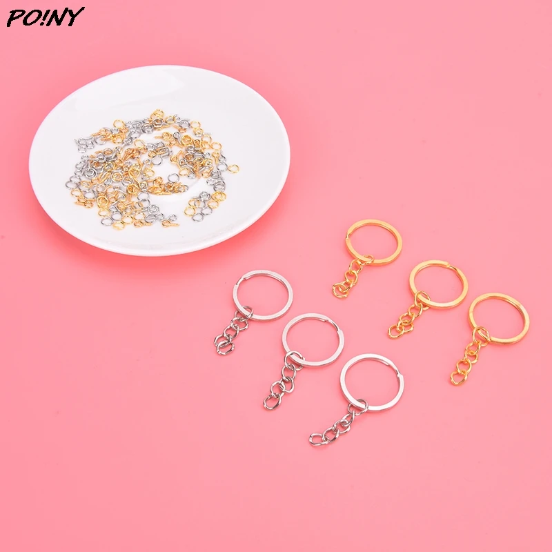 

220 Pcs Key Ring With Chain Jump Rings Screw Eye Pins Set For Resin DIY Crafts Jewelry Making Accessory
