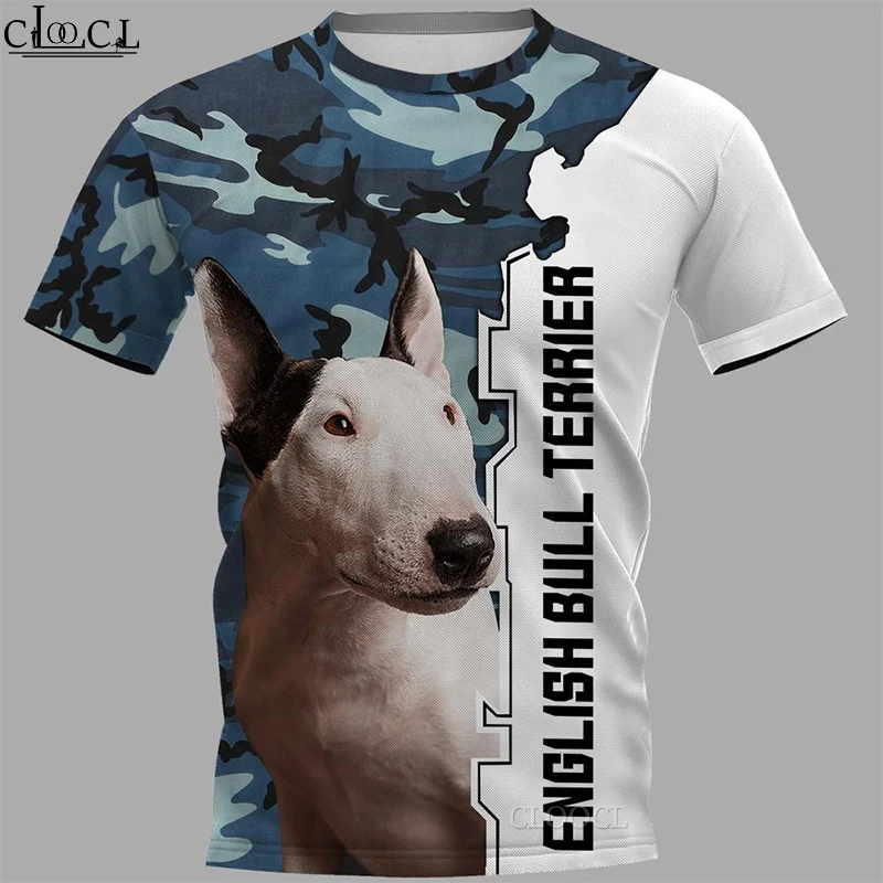 Новейшая камуфляжная футболка CLOOCL с английским бульдогом летняя мужская и