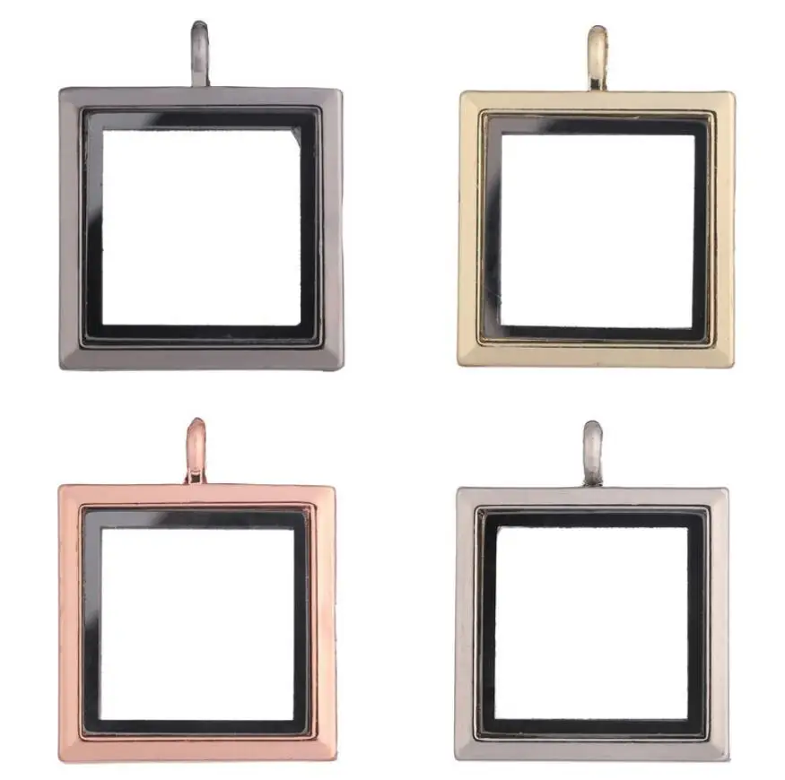 1 шт./лот 5 цветов сплав квадратный живой память Гладкий плавающий медальон