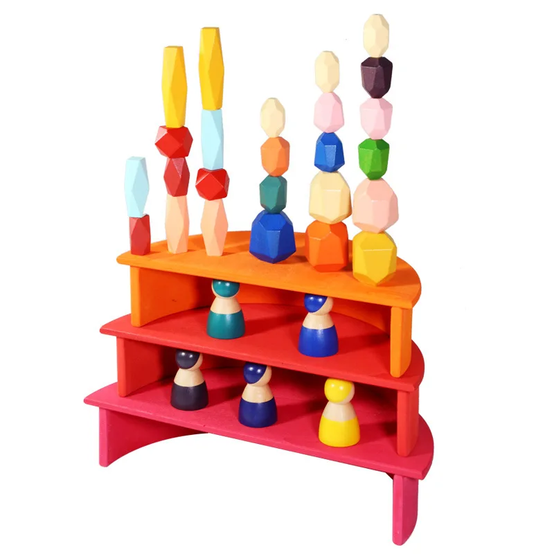 DIY Wooden 12 colors Rainbow Baby Color Cognitive Building Blocks kids/children Educational Toys Adult Creative Ornaments