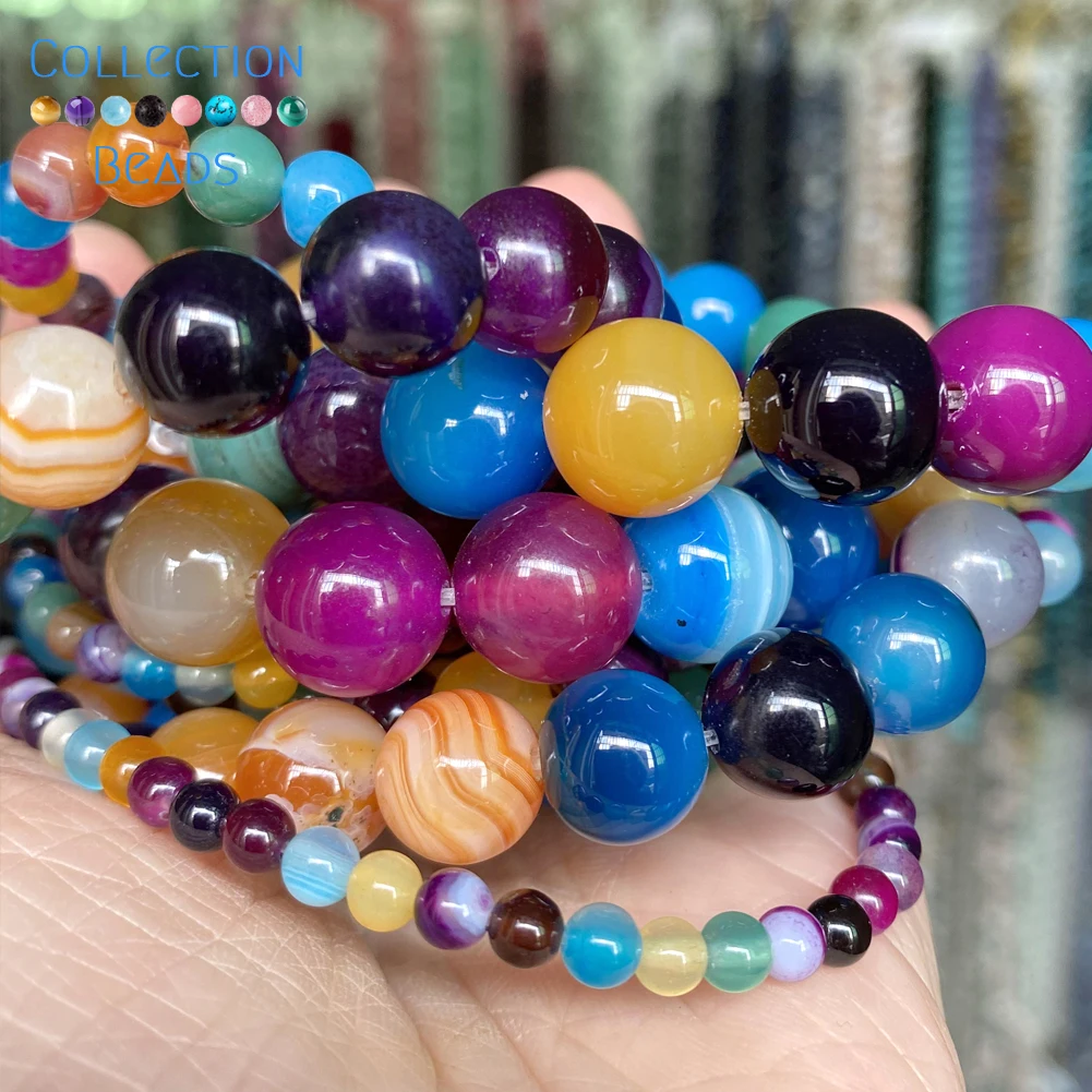 

Бусины из натурального камня, разноцветные, полосатые Агаты, 4/6/8/10/12 мм, для самостоятельного изготовления ювелирных изделий