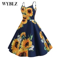 wyblz summer womens sleeveless sundress adjustable strappy casual floral printed dress sexy elegant party beach dress for women