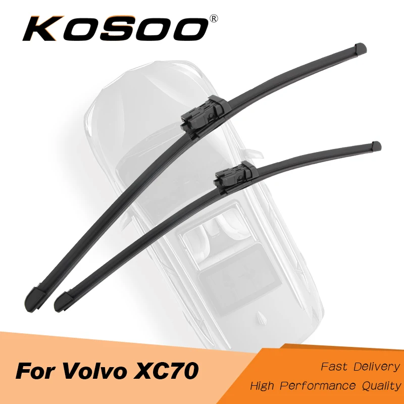 

KOSOO For VOLVO XC70 Model Year From 2000 To 2017 Fit Push Button Arm/Pinch Tab Arm/J Hook Arm Auto Natural Rubber Wiper Blades