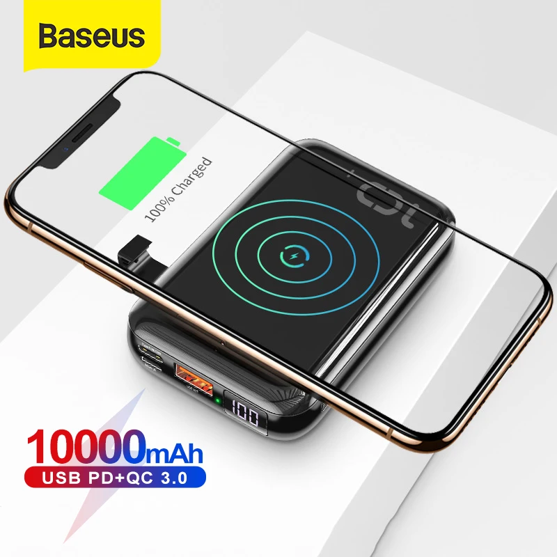 Внешний аккумулятор Baseus для iPhone Huawei Samsung Xiaomi 10000 мАч два режима зарядки|Внешние
