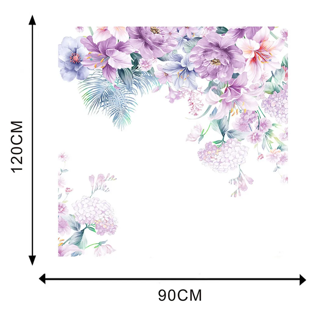 

Purple Peony Flower Wall Sticker Living Room Home Background DIY Decal