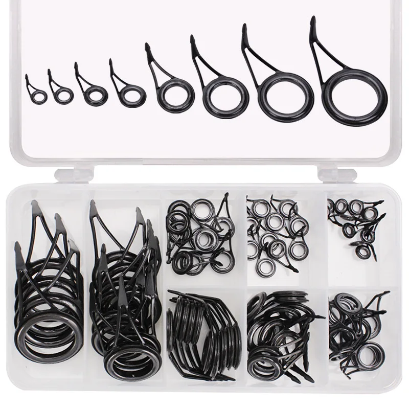 

75pcs Box Guide Eye Set Fishing Rod Guide Lead Ring Rod Guides Wire Passing Ring Fishing Rod and Sea Pole Accessories