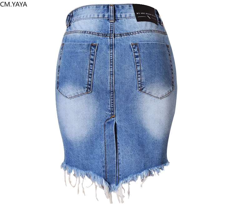 Женская джинсовая юбка с завышенной талией винтажная Модная Джинсовая карманами