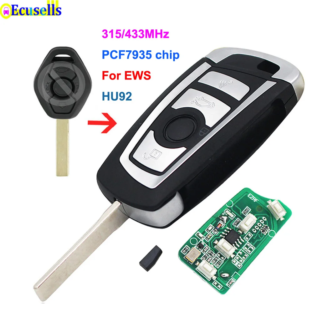 Модифицированный ключ раскладушка с 3 кнопками 315 МГц 433 дистанционный для BMW EWS 325