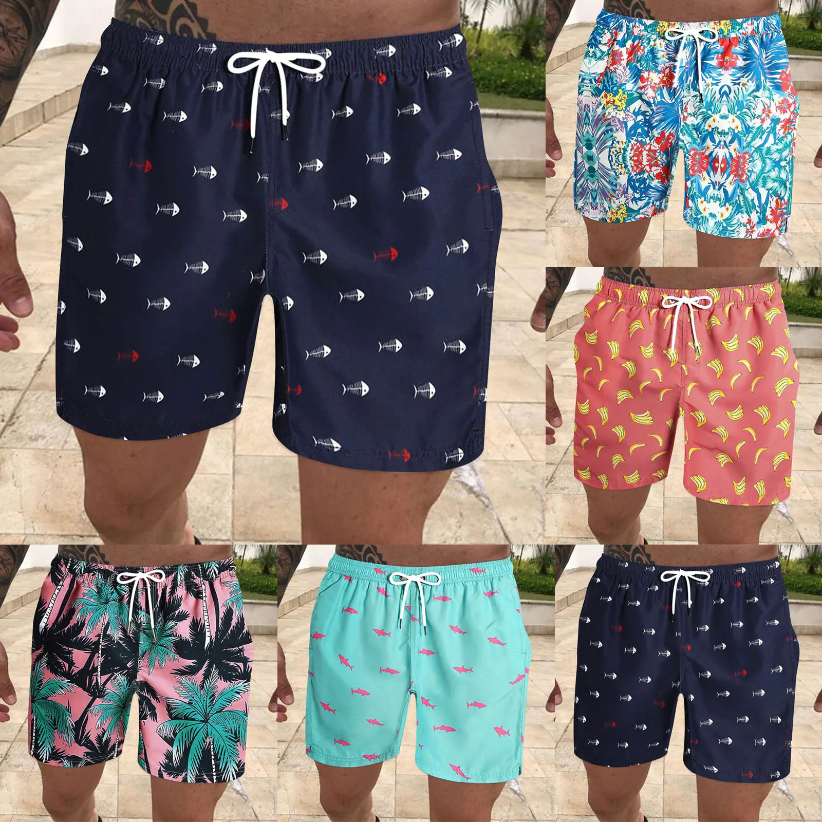 

Quick Dry Mens Swimwear Beach Board Shorts Fitness Summer Beachwear Trunks Shorts Casual Male Straight Board Shorts Masculino