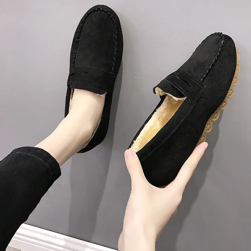 

Winter Moccosins Flat Tendon Soft-Sole Cotton-padded Shoes with Velvet Pregnant Women's Lazy Mom Shoes womens shoes
