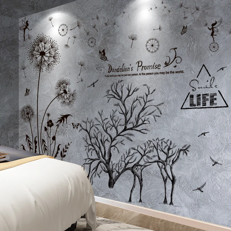 

[SHIJUEHEZI] Tree Branch Wapiti Animal Wall Sticker DIY Dandelion Flower Murals Decals for Kids Room Baby Bedroom Decoration