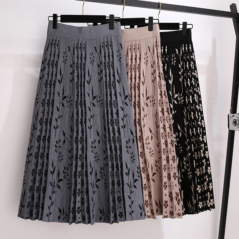 

Женская плиссированная юбка с высокой талией, с цветочным принтом