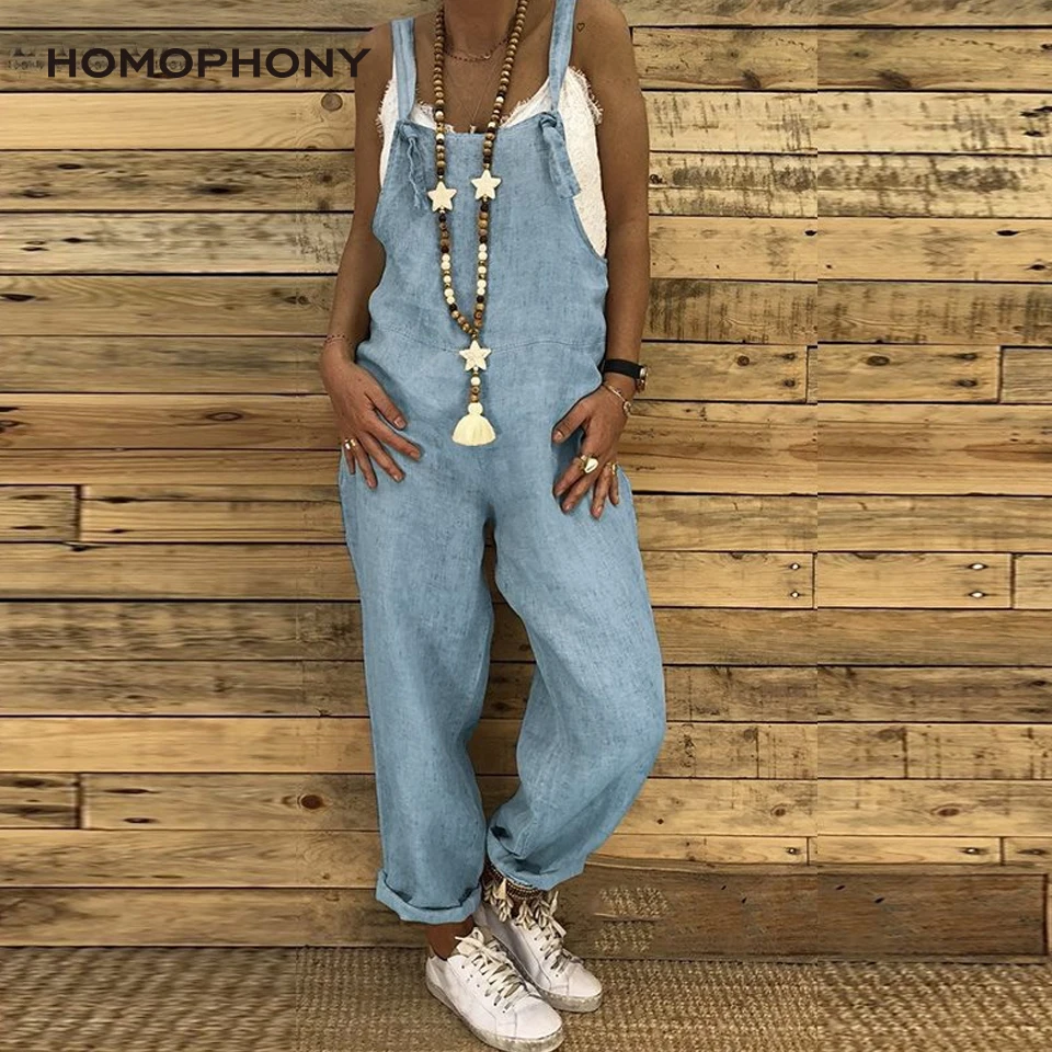 Homophony женский комбинезон повседневный Свободный однотонные подтяжки женские