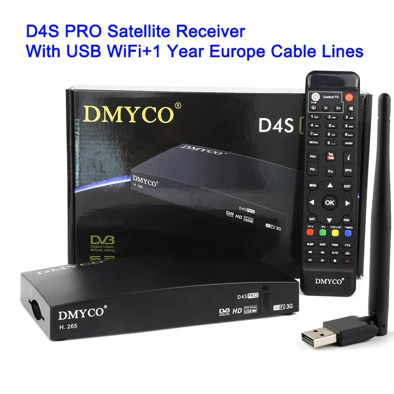 DMYCO D4S PRO Full HD DVB-S2 спутниковый ресивер с USB WiFi Поддержка Европа Испания 7 кабельных