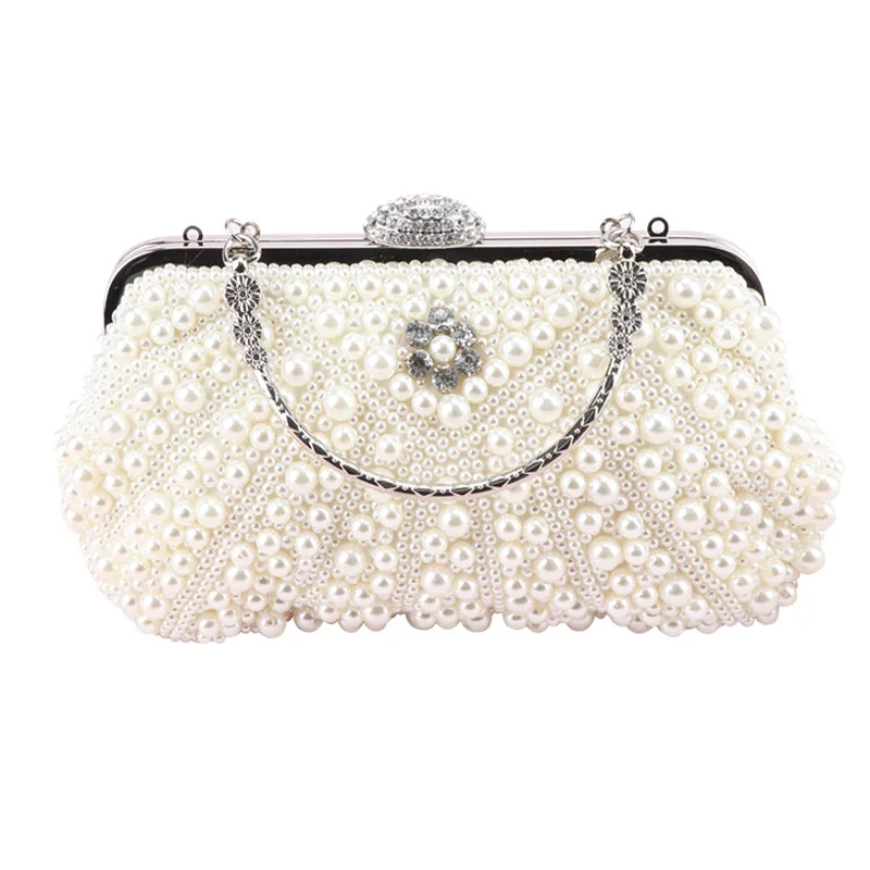 

Текстурная сияющая ручная работа, украшенная бисером, новинка 2022, модная Банкетная сумка чистого белого цвета, Изысканная сумка с вышивкой ...