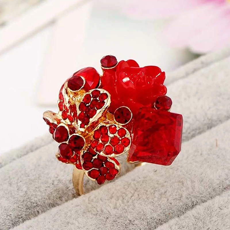 Модные циркониевые кольца в форме цветка с кристаллами для женщин женские