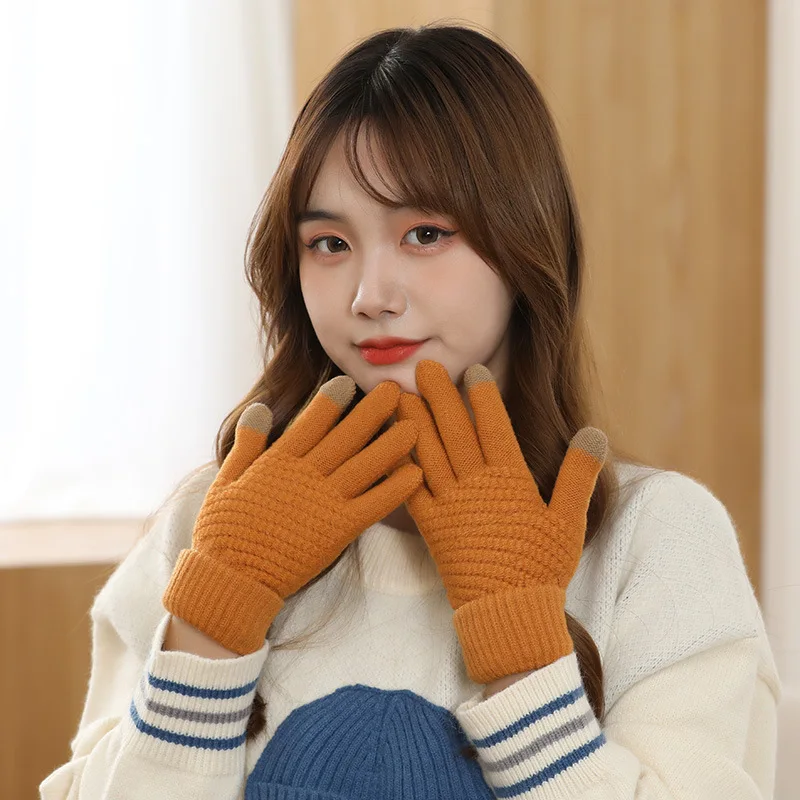 Новое поступление женские перчатки теплые вязаные для сенсорных экранов