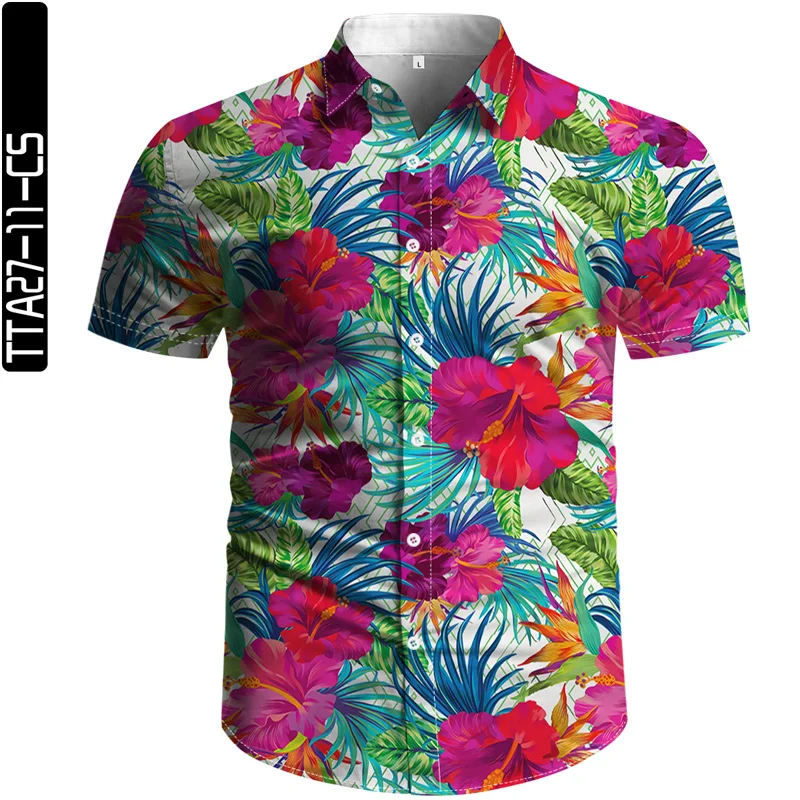 

2021 New Arrival Men's Shirts Men Hawaiian Camicias Casual One Button Wild Shirts Printed Short-sleeve Blouses Tops