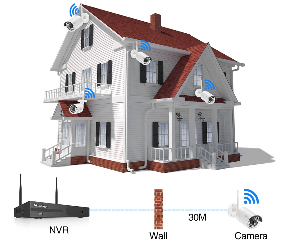 Techage 4CH 1080P беспроводная камера безопасности NVR система 2MP HD Wifi наружная внутренняя камера видеонаблюдения Аудио запись звука комплект наблюдения